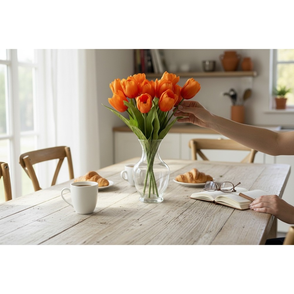 Ashland Faux Tulip Bouquet Home Decor Orange Very Good Artificial Spring Flowers
